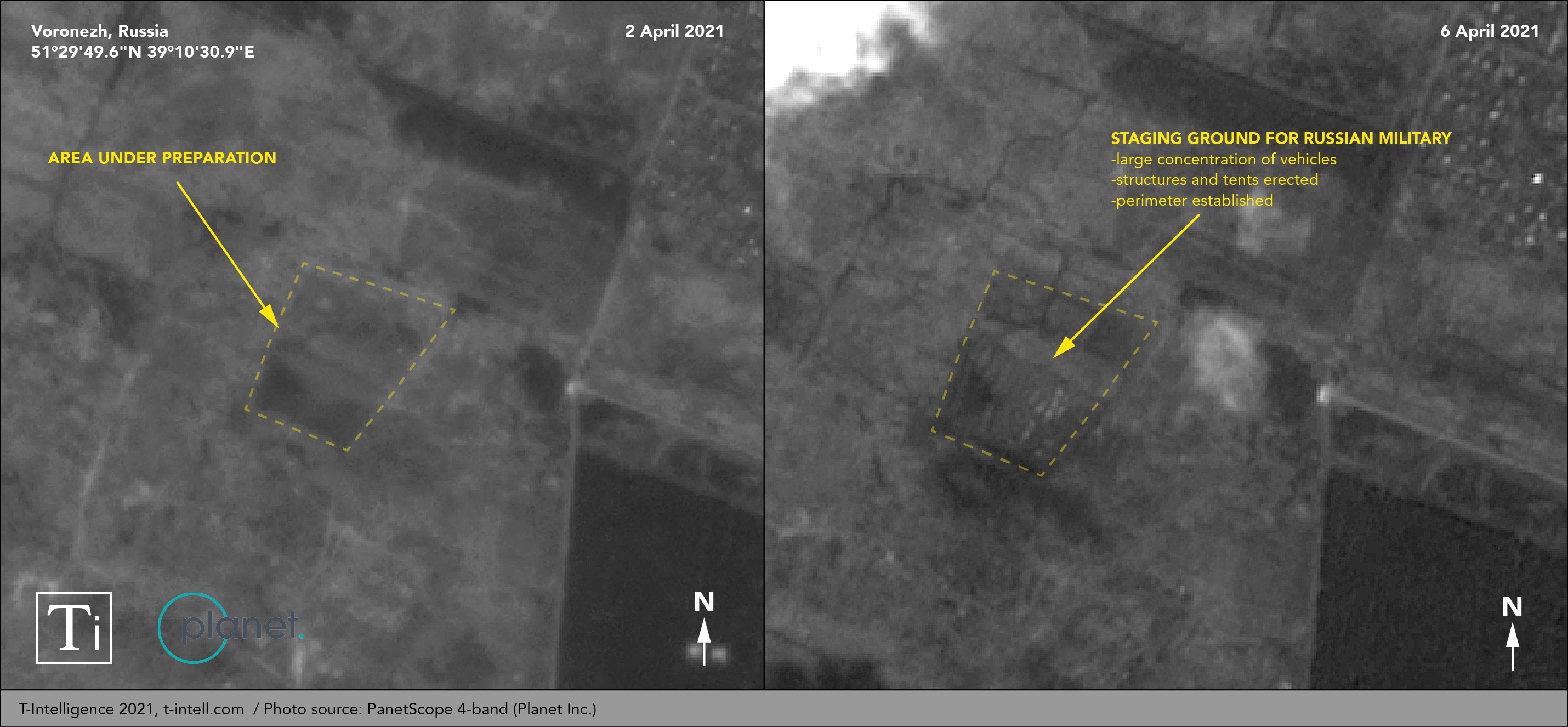 Satellite Imagery shows Russian Military Staging Ground near Ukraine