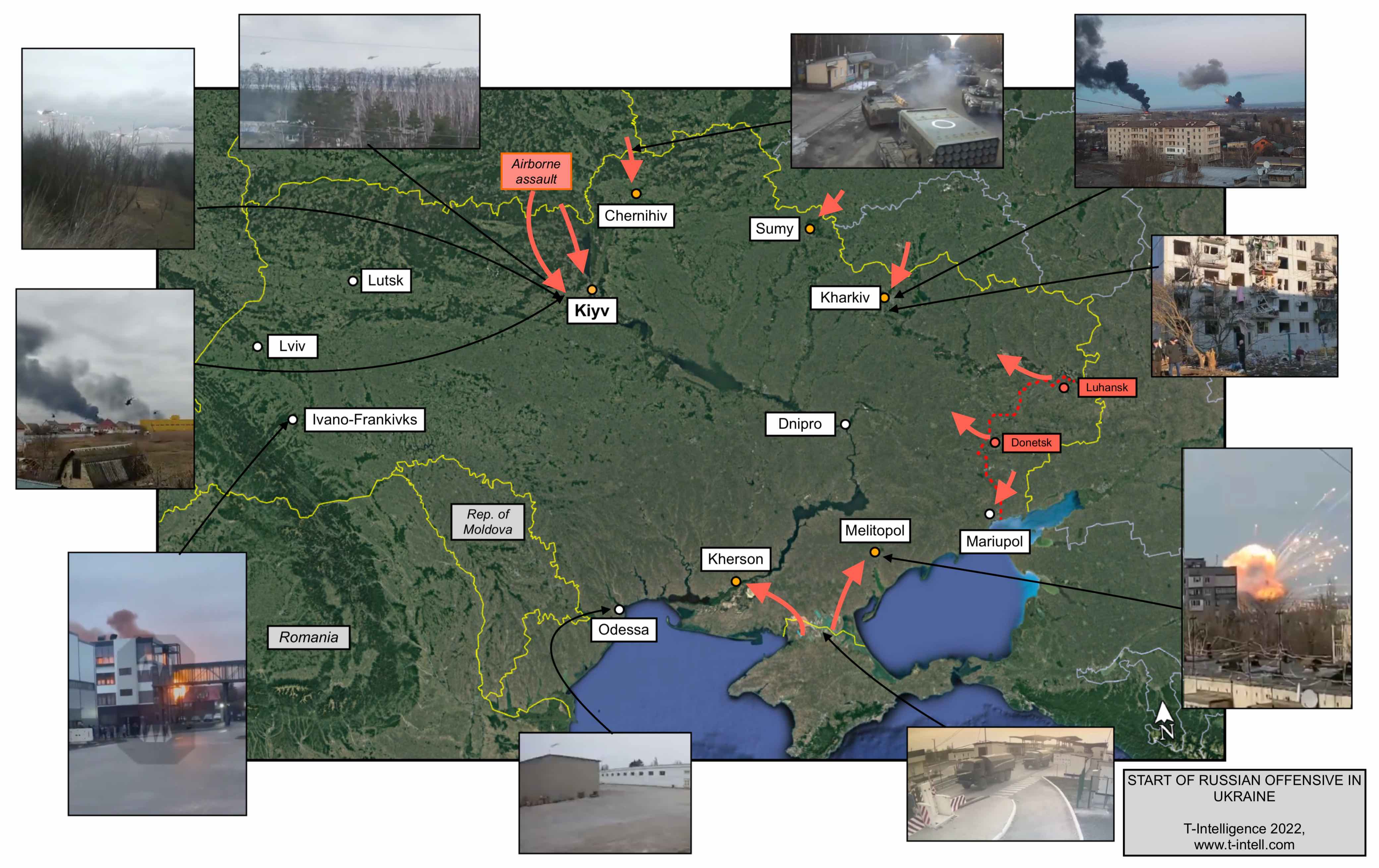 Russia Invades Ukraine: First Day of War Through OSINT