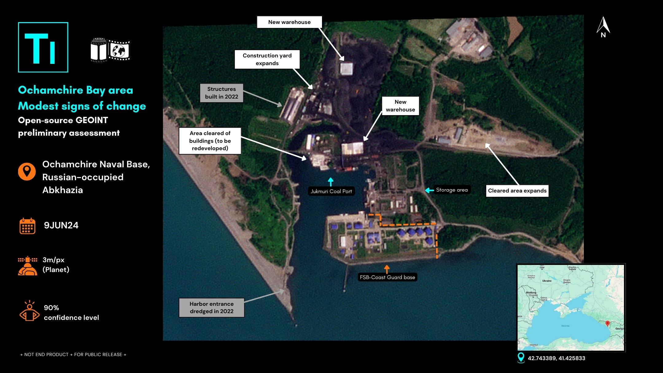 Russia’s Black Sea Activities: Ochamchire Bay in Abkhazia Shows Signs of Expansion (OS/GEOINT)